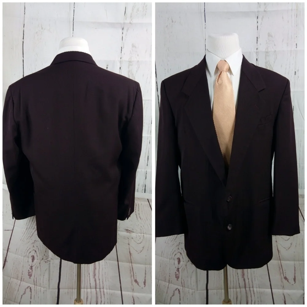 Bachrach 44L 2 Button Burgundy Suit Blazer Sports